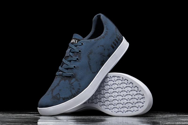 Navy Nobull Tie-Dye Canvas Men's Trainers | CA O1419K